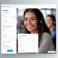 A screenshot of a simple booking form or smiling customer support