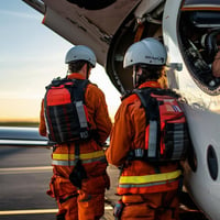 Boarding an air ambulance