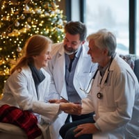 Medical Clinician during Christmas with a patient