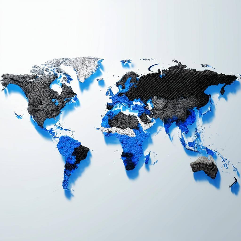 background image of the world with grey black and blue and white